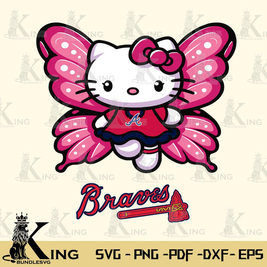 Atlanta Braves Hello Kitty Dreamscape Svg Eps Dxf Png File, Digital Download