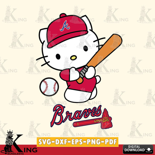 Comprehensive collection of Atlanta Braves Hello Kitty playing baseball crafting file for iron-on transfer and vinyl decals