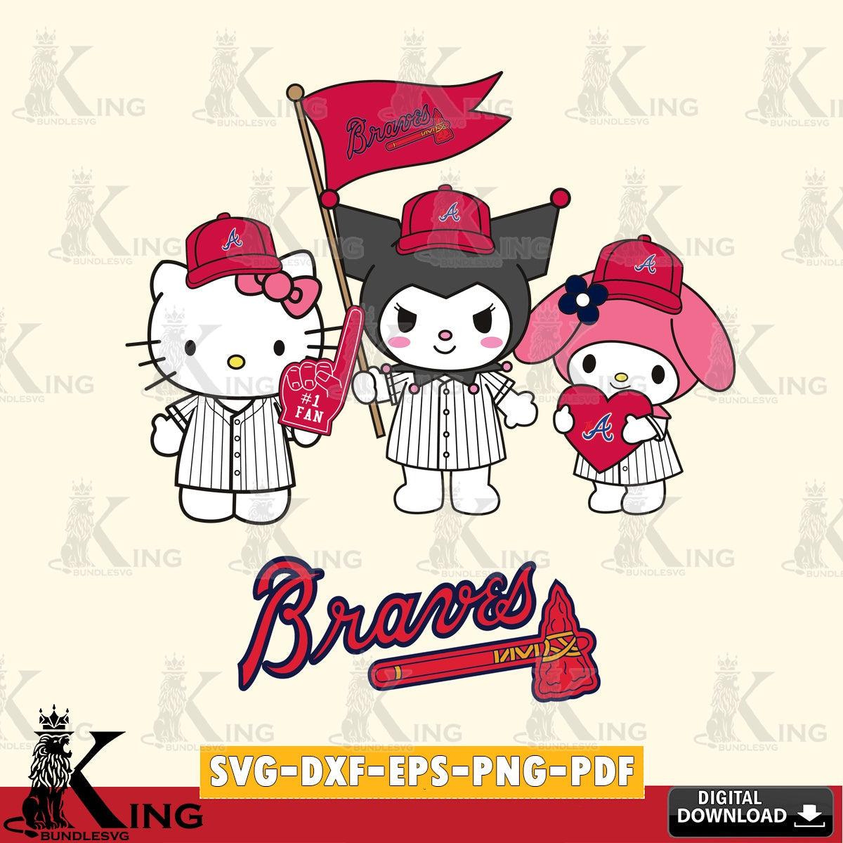Stylish representation of Atlanta Braves Kawaii friends Baseball, a high-quality vector for DIY scrapbooking and home decor
