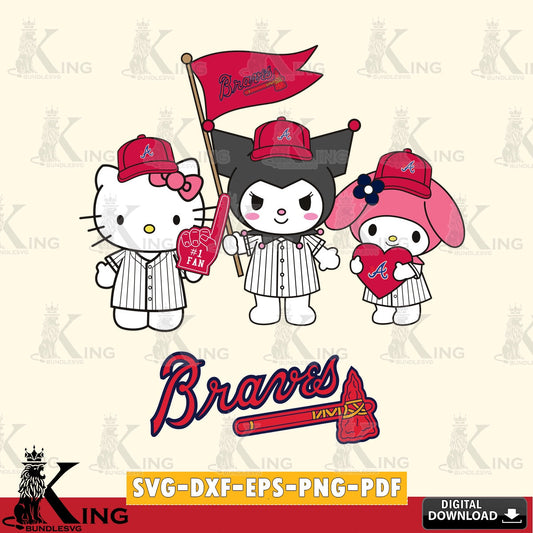 Stylish representation of Atlanta Braves Kawaii friends Baseball, a high-quality vector for DIY scrapbooking and home decor