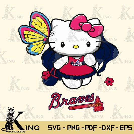 Atlanta Braves Kitty Cartoon Svg Eps Dxf Png File, Digital Download