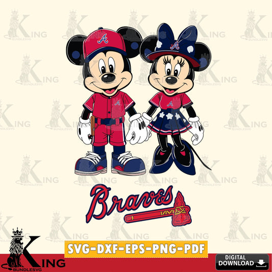 Atlanta Braves Mickey Minnie Baseball SVG file , For Cricut,  File cut , Digital Download , PDF File, Cut Files
