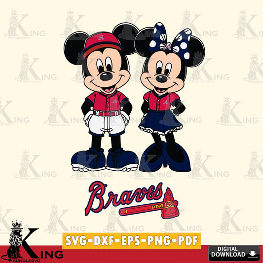 Atlanta Braves Mickey Minnie Mouse Baseball SVG file , For Cricut,  File cut , Digital Download , PDF File, Cut Files