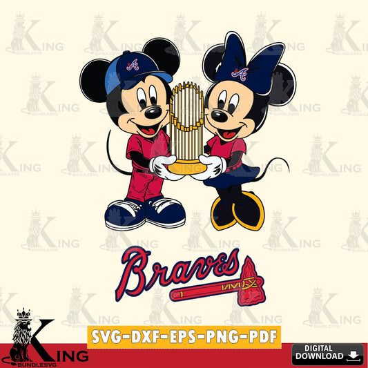 Atlanta Braves Mickey Minnie Mouse Champions SVG file , For Cricut,  File cut , Digital Download , PDF File, Cut Files