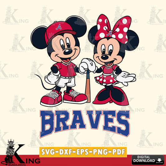 Atlanta Braves Mickey Minnie Mouse Sport SVG File, MLB for Cricut, Silhouette, Digital Download , file cut