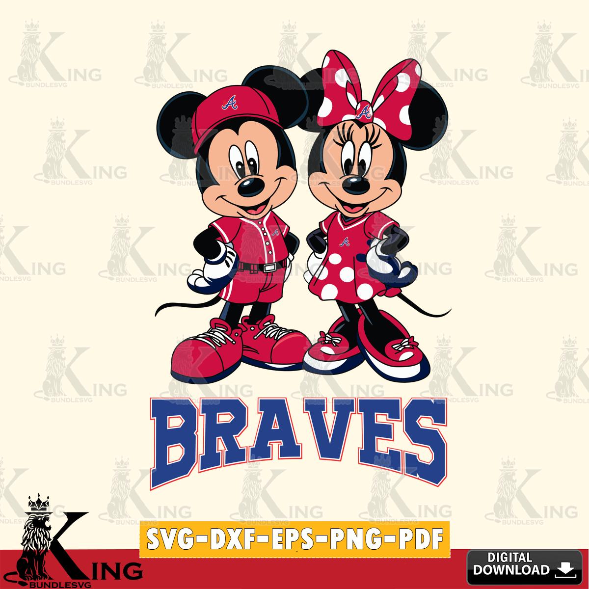 Atlanta Braves Mickey Minnie Mouse couple sport SVG File, MLB for Cricut, Silhouette, Digital Download , file cut