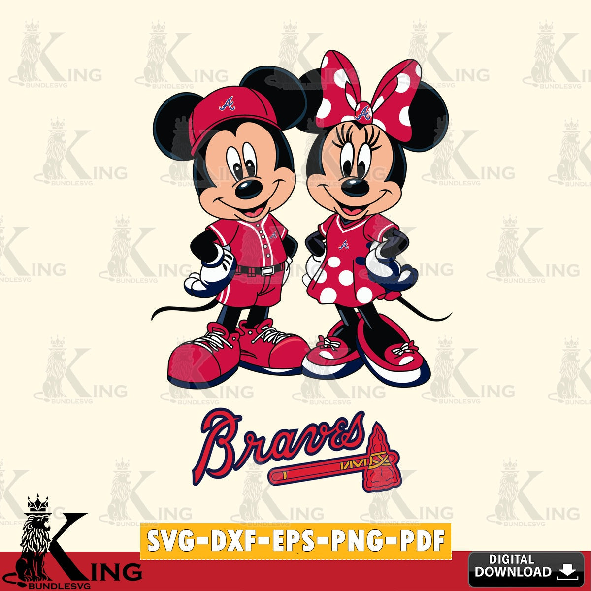Atlanta Braves Mickey Minnie Mouse couple sport SVG file , For Cricut,  File cut , Digital Download , PDF File, Cut Files