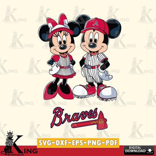 Atlanta Braves Mickey Minnie Sport SVG file , For Cricut,  File cut , Digital Download , PDF File, Cut Files
