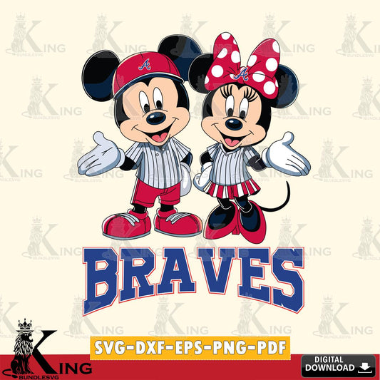 Atlanta Braves Mickey Minnie couple SVG File, MLB for Cricut, Silhouette, Digital Download , file cut