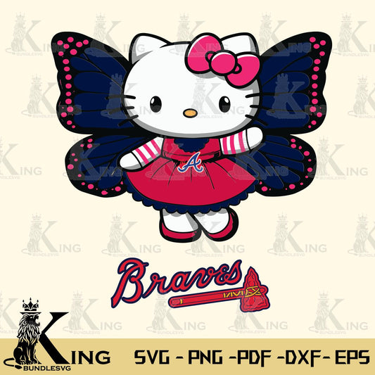 Atlanta Braves Whimsical Kitty Wings Svg Eps Dxf Png File, Digital Download