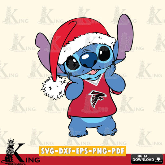 Atlanta Falcons Cute Stitch Christmas SVG, NFL for Cricut, Silhouette, Digital Download , file cut