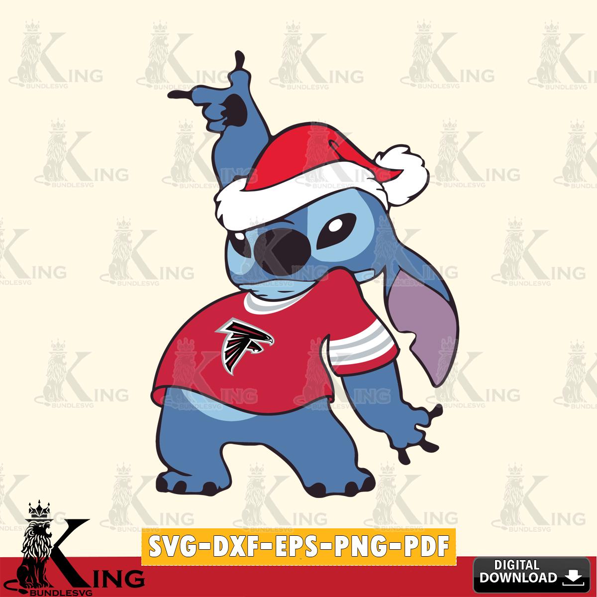 Atlanta Falcons Disney Lilo & Stitch Christmas SVG, NFL for Cricut, Silhouette, Digital Download , file cut
