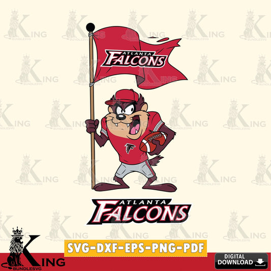 Atlanta Falcons Football Taz Flag Art Cut file  , Digital Download , Instant Download, Looney Tunes svg, Football svg