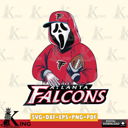 Custom design featuring Atlanta Falcons Ghostface Scream player Football, PNG clipart for sublimation printing and graphic design