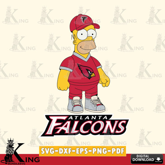 Modern graphic depicting Atlanta Falcons Homer Simpson football, SVG cut file for personalized gifts and laser projects