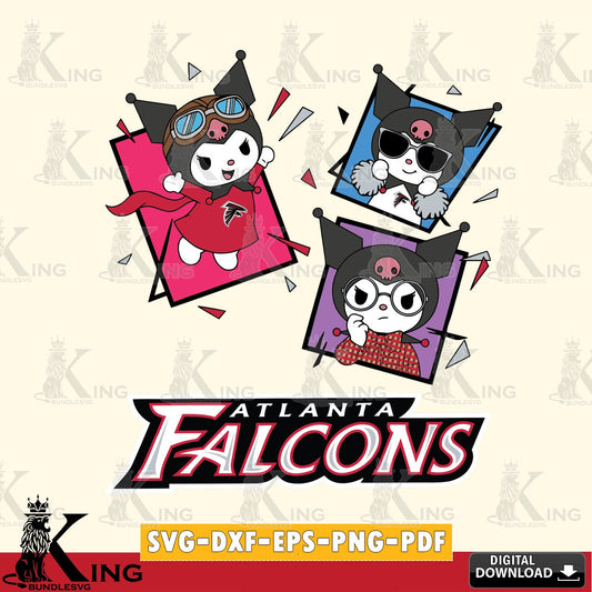 Atlanta Falcons Kuromi Action Football SVG file, Cricut, Cut file  , Digital Download , Instant Download, Sanrio svg, Clipart
