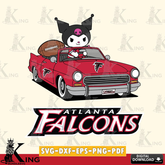 Atlanta Falcons Kuromi Car Football Game SVG file, Cricut, Cut file  , Digital Download , Instant Download, Sanrio svg, Clipart