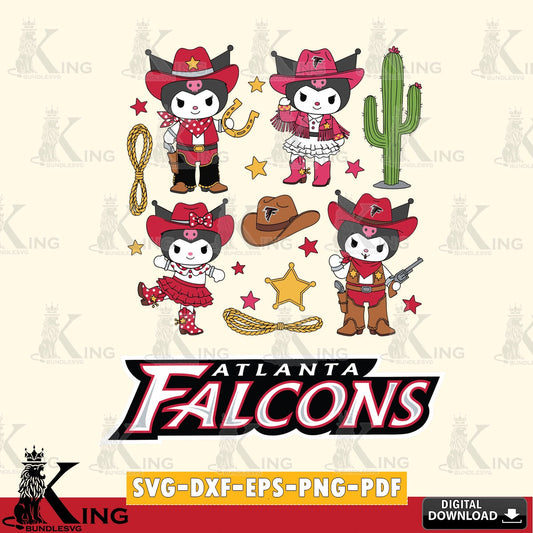 Atlanta Falcons Kuromi Cowboy Western SVG file, Cricut, Cut file  , Digital Download , Instant Download, Sanrio svg, Clipart