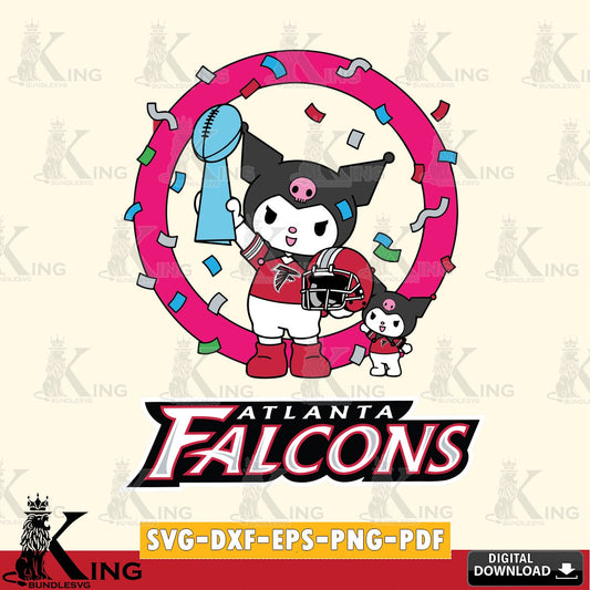 Atlanta Falcons Kuromi Football Champion SVG file, Cricut, Cut file  , Digital Download , Instant Download, Sanrio svg, Clipart