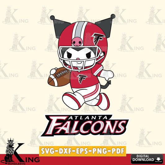 Atlanta Falcons Kuromi Football Run SVG file, Cricut, Cut file  , Digital Download , Instant Download, Sanrio svg, Clipart
