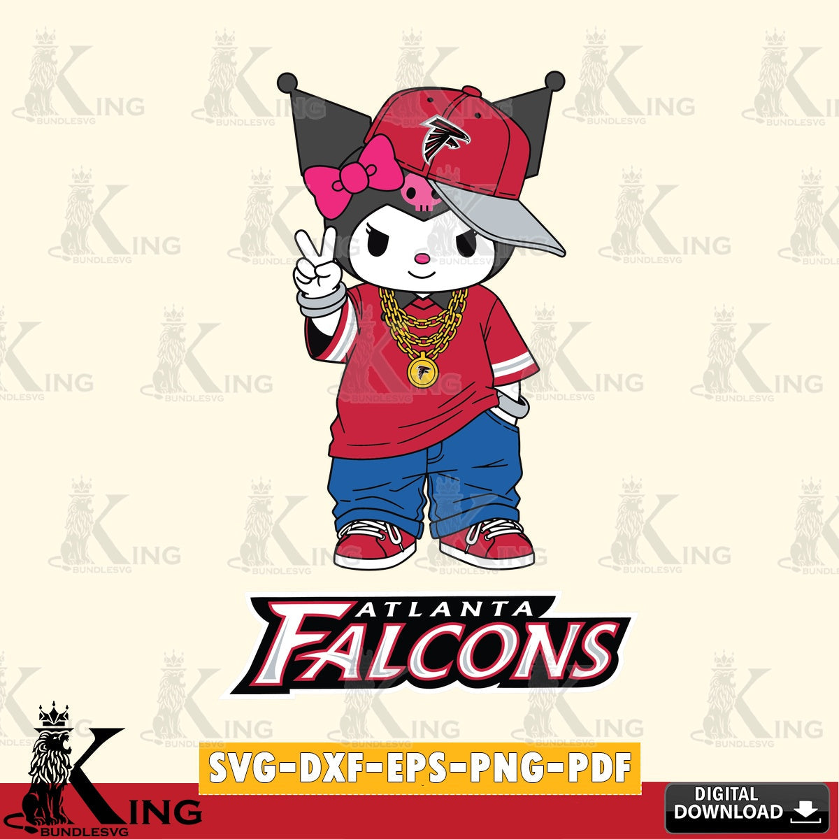 Atlanta Falcons Kuromi Streetwear Style SVG file, Cricut, Cut file  , Digital Download , Instant Download, Sanrio svg, Clipart