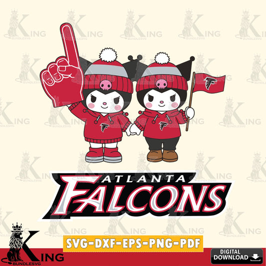 Atlanta Falcons Kuromi rugby Fan SVG file, Cricut, Cut file  , Digital Download , Instant Download, Sanrio svg, Clipart