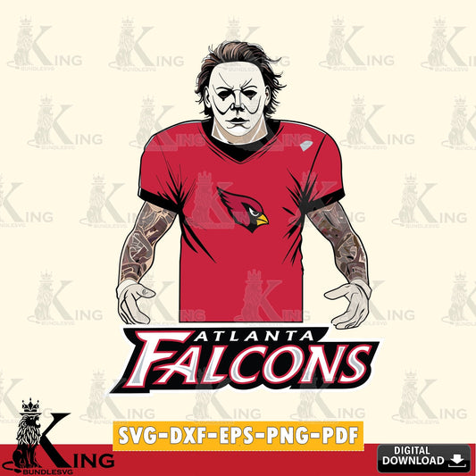 Detailed illustration of an Atlanta Falcons Michael Myers tattoo football vector illustration for POD merchandise and apparel