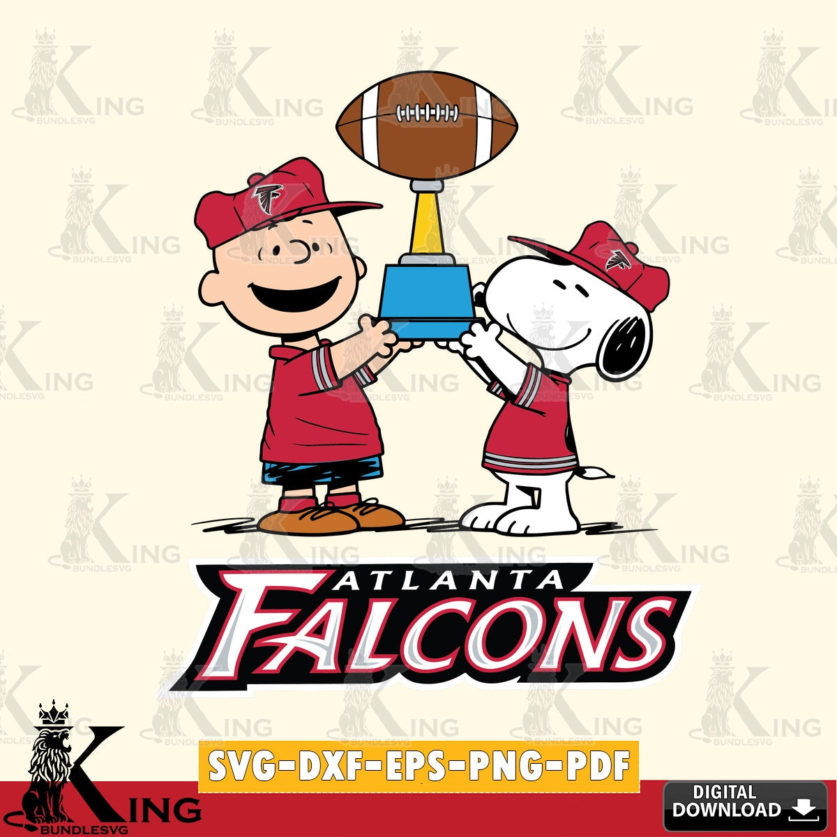 Atlanta Falcons Peanuts Football Trophy Cricut file , Cut file  , Digital Download , PDF File , Instant Download