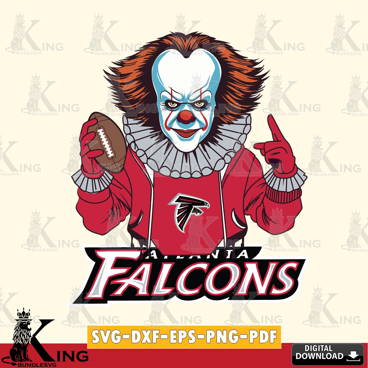 Digital clipart of Atlanta Falcons Pennywise player football, a digital clipart compatible with laser engraving and cutting