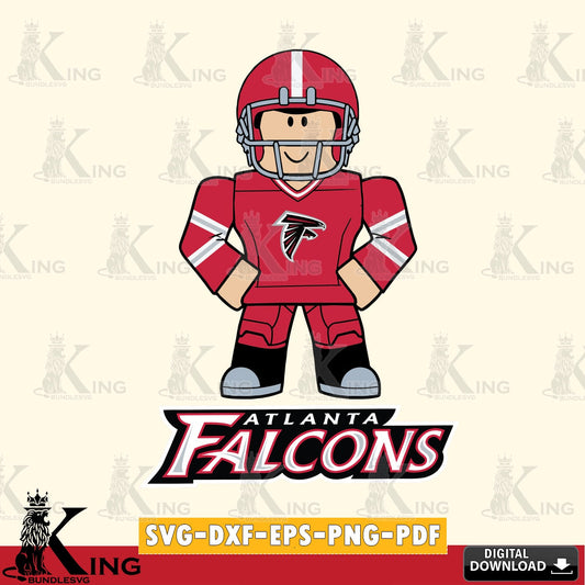 Hand-drawn style art of Atlanta Falcons Roblox cool football, Cricut, NFL File cut, Digital Download SVG cut file for