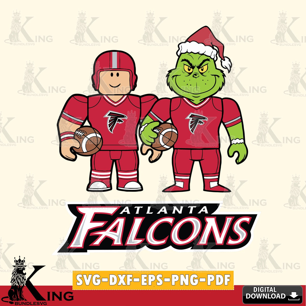 Atlanta Falcons Roblox & Grinch Football SVG file , Cricut, NFL  File cut , Digital Download , PDF File