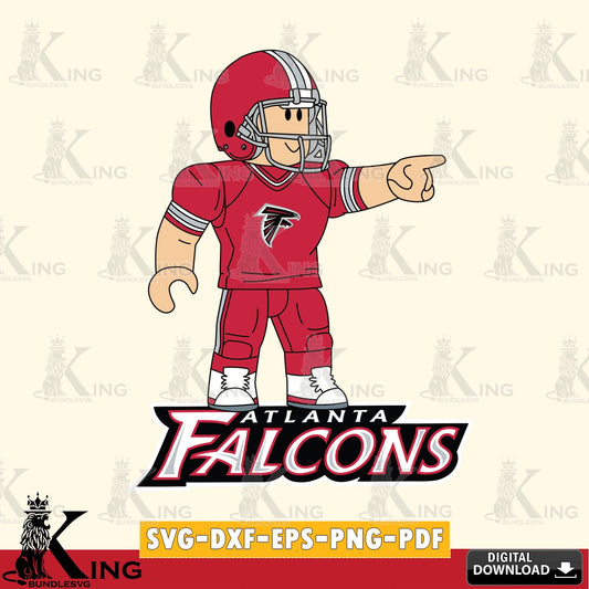 Digital clipart of Atlanta Falcons Roblox player football for NFL, a digital file for silhouette cameo and cricut projects
