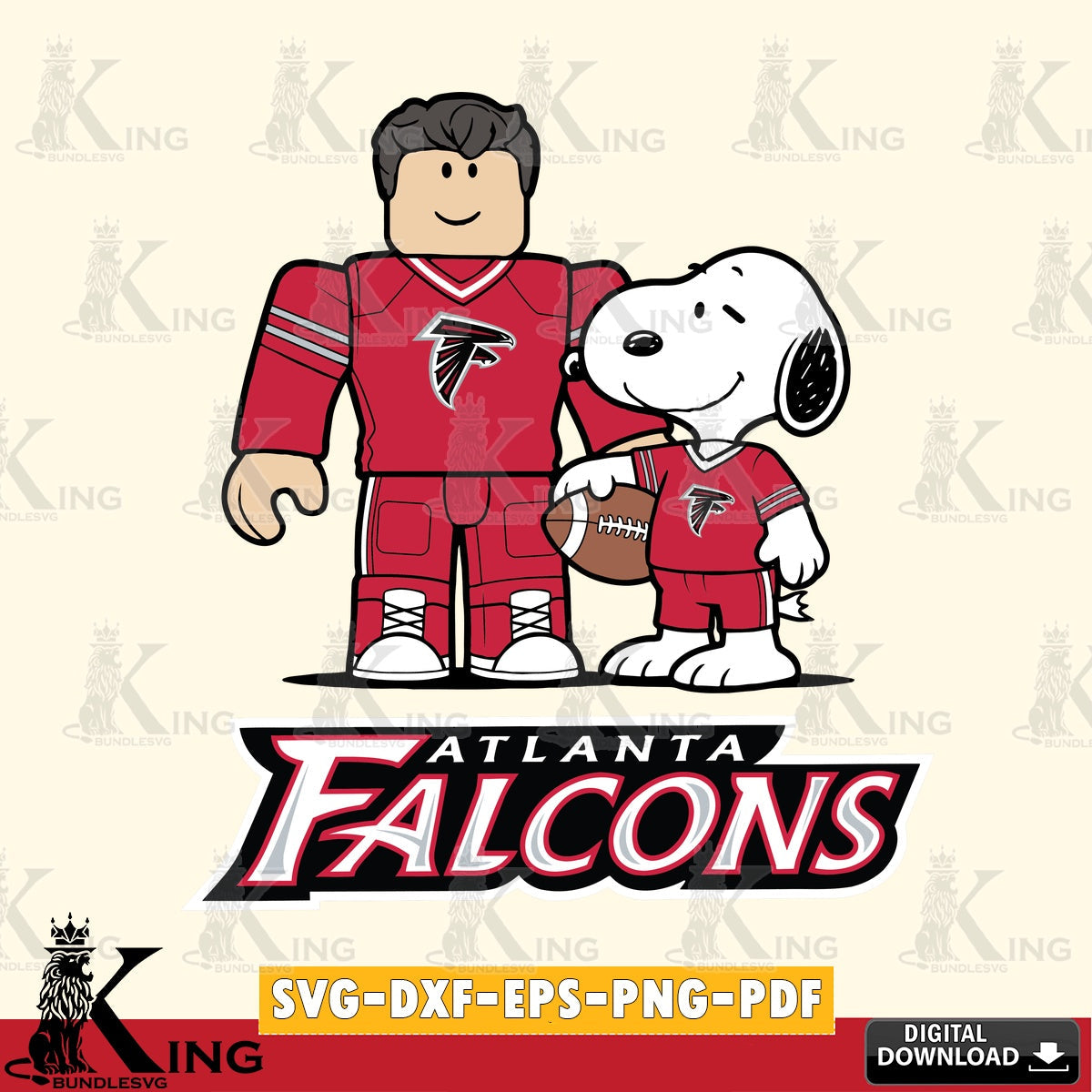 Atlanta Falcons Roblox & Snoopy Football SVG file , Cricut, NFL  File cut , Digital Download , PDF File