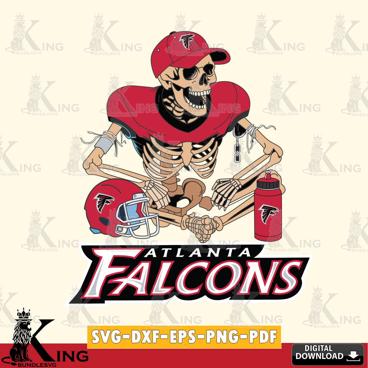 Eye-catching graphic of an Atlanta Falcons skeleton player football, digital clipart compatible with laser engraving and cutting.