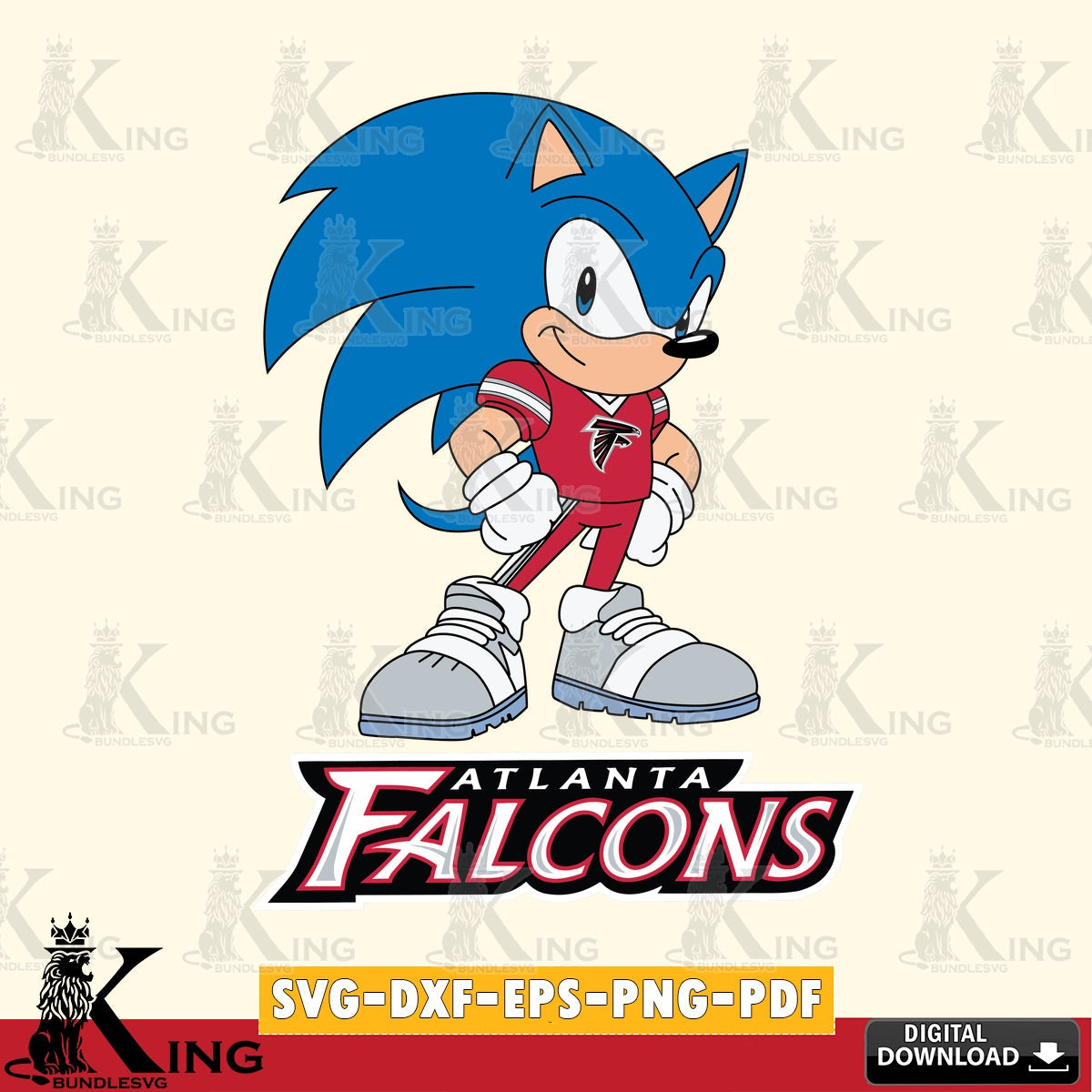Creative design featuring Atlanta Falcons Sonic Football Star Mascot digital download for Cricut Maker and paper crafts