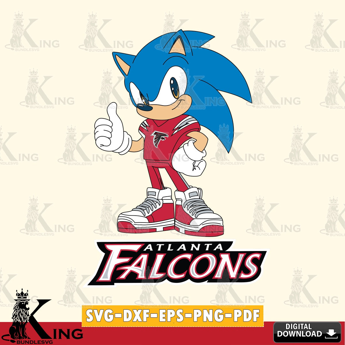 Stylish representation of Atlanta Falcons Sonic Like Football SVG PNG files perfect for Cricut and Silhouette cutting