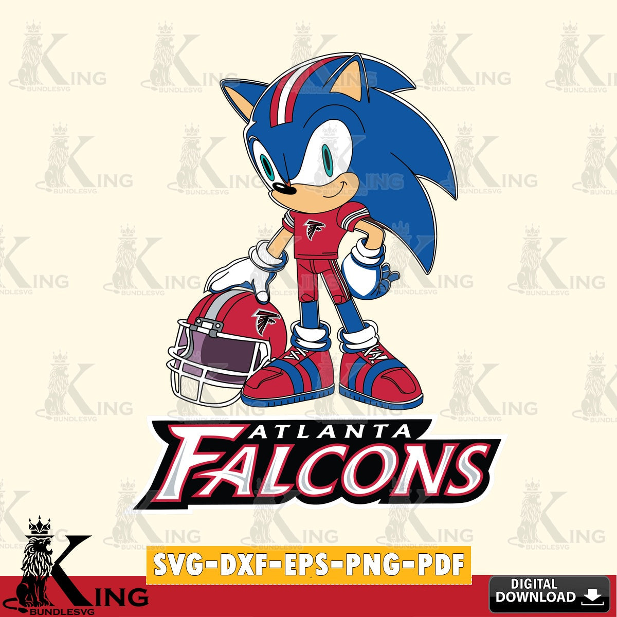 High-quality graphic of an Atlanta Falcons Sonic Player Football, a cut file ideal for vinyl projects and T-shirt printing