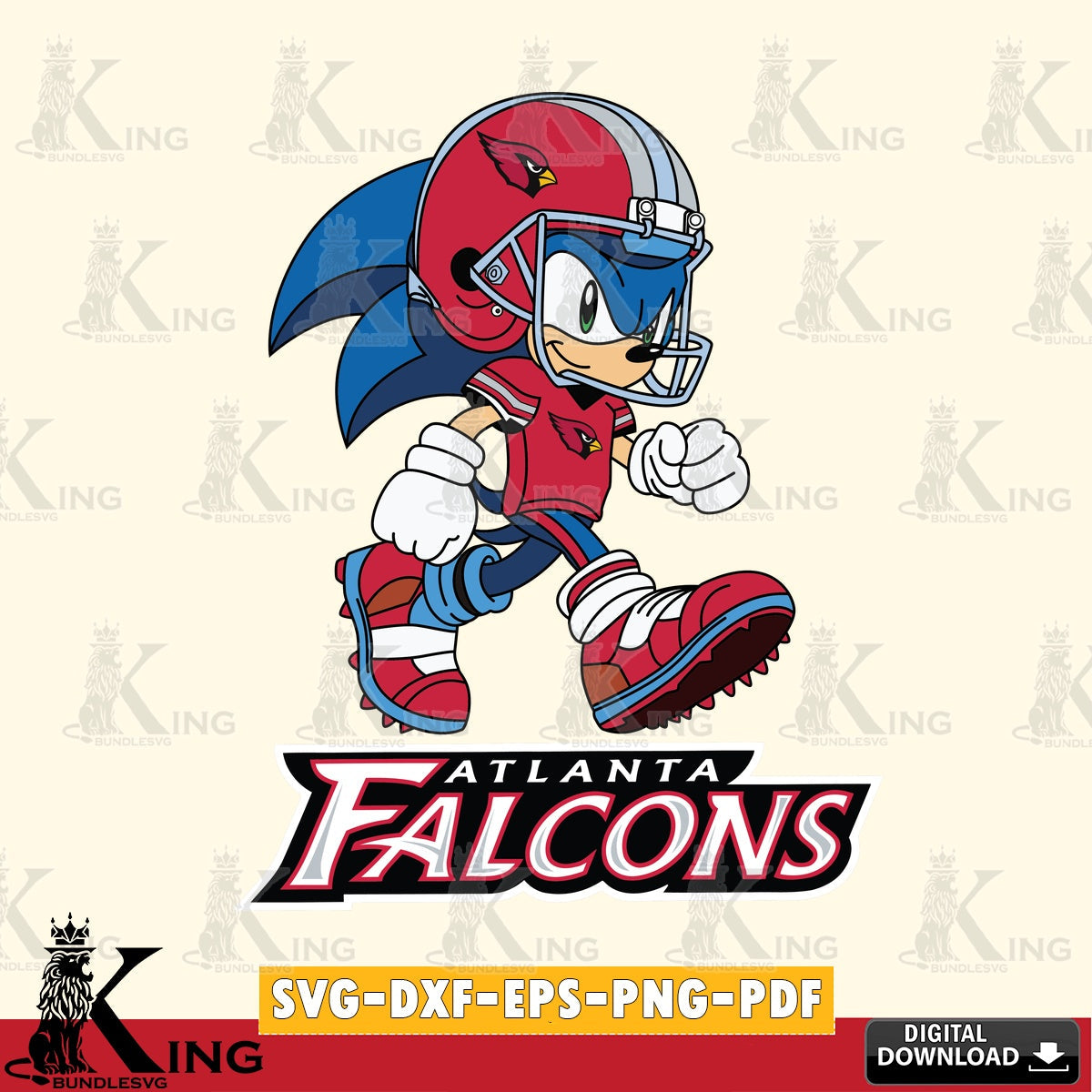 Vector design showing Atlanta Falcons Sonic Ready Football, a cut file ideal for vinyl projects and T-shirt printing.