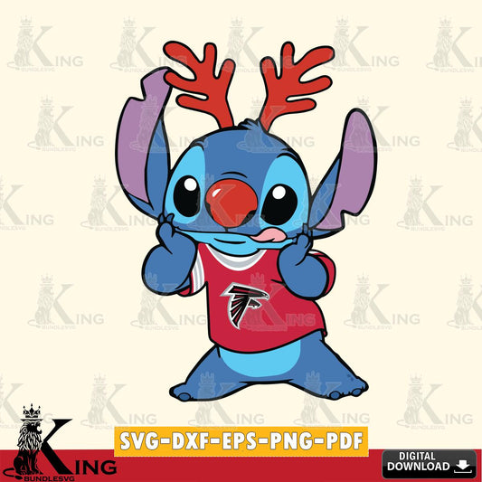 Atlanta Falcons Stitch Reindeer SVG, NFL for Cricut, Silhouette, Digital Download , file cut