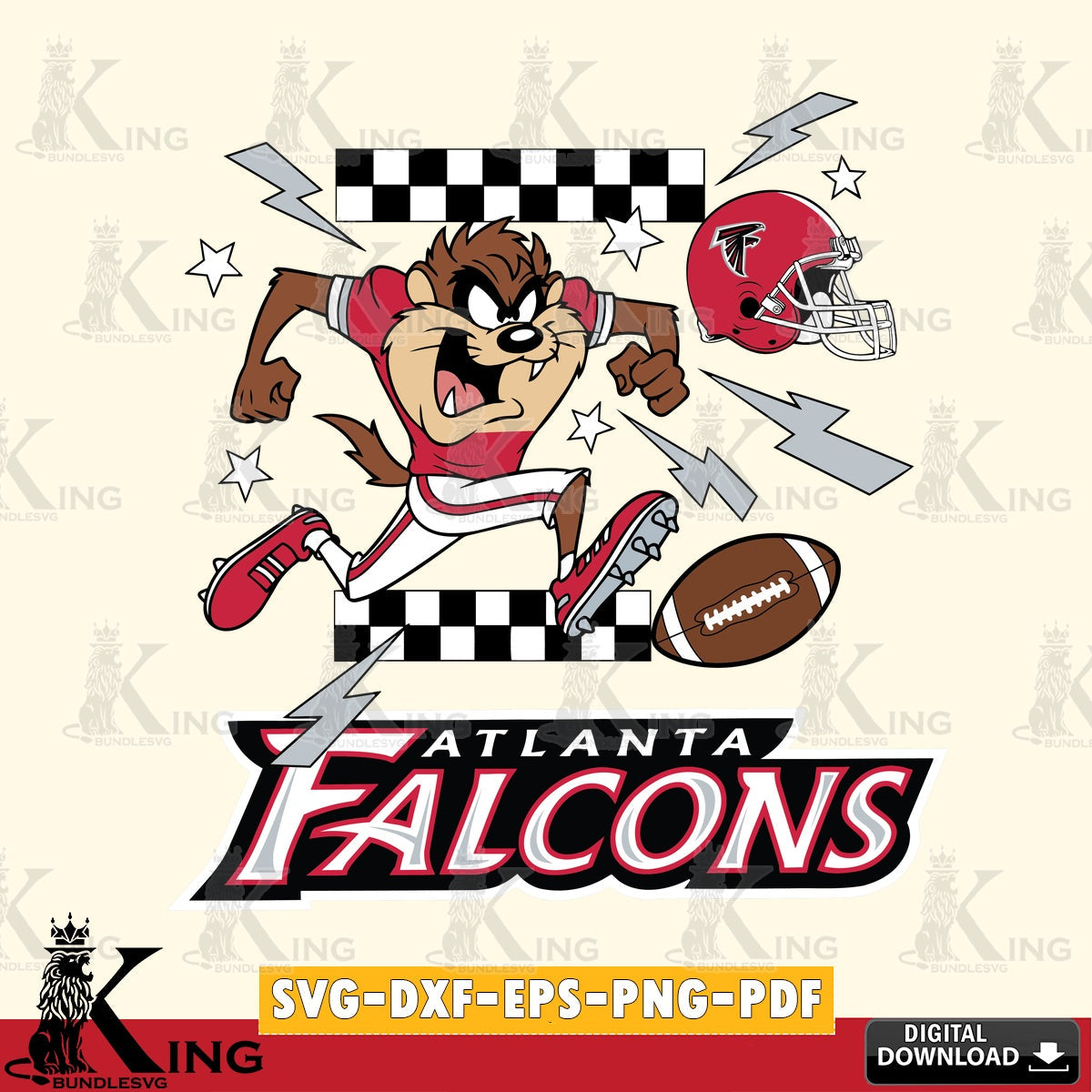 Atlanta Falcons Taz Football Lightning Cut file  , Digital Download , Instant Download, Looney Tunes svg, Football svg