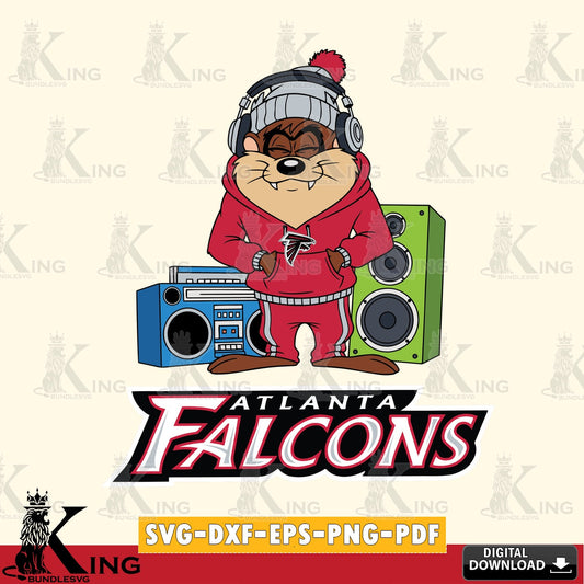 Atlanta Falcons Taz Hip Hop Cut file  , Digital Download , Instant Download, Looney Tunes svg, Football svg