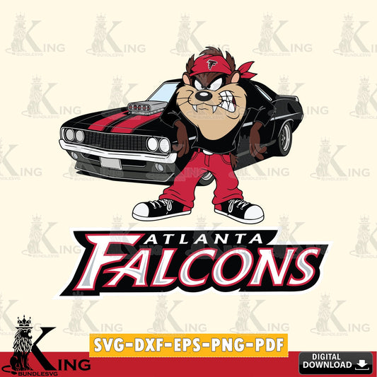 Atlanta Falcons Taz Racing Car Cut file  , Digital Download , Instant Download, Looney Tunes svg, Football svg