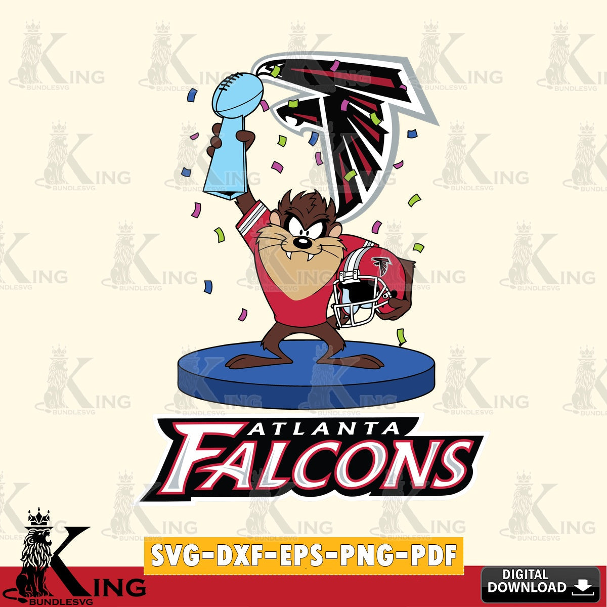 Atlanta Falcons Taz Trophy Podium Cut file  , Digital Download , Instant Download, Looney Tunes svg, Football svg