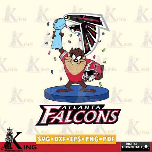 Atlanta Falcons Taz Trophy Podium Cut file  , Digital Download , Instant Download, Looney Tunes svg, Football svg