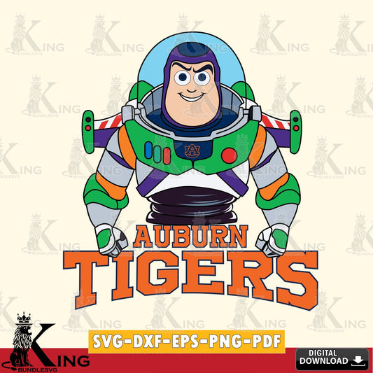 Stylish representation of Auburn Tigers Buzz Lightyear Football, cut file ideal for vinyl projects and T-shirt printing