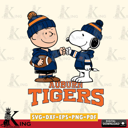 Auburn Tigers CharlieBrown Football Fist Bump SVG, Cricut, Cut file  , Digital Download , Instant Download, Peanuts svg, NCAA svg, Football svg, Sport svg