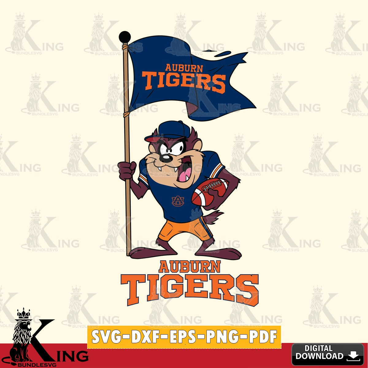Auburn Tigers Football Taz Flag Art SVG file, Cut file  , Digital Download , Instant Download, Taz svg, NCAA svg