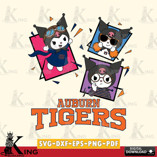 Auburn Tigers Kuromi Action Football SVG file, Cricut, Cut file  , Digital Download , Instant Download, Sanrio svg, Clipart