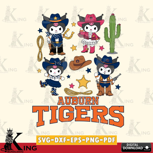 Auburn Tigers Kuromi Cowboy Western SVG file, Cricut, Cut file  , Digital Download , Instant Download, Sanrio svg, Clipart