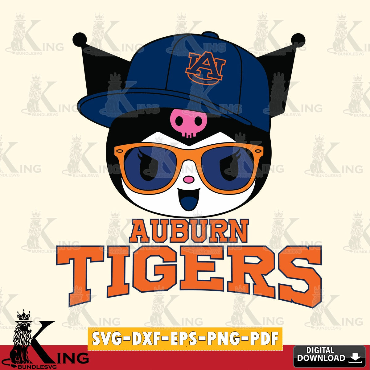 Auburn Tigers Kuromi Football Cool SVG file, Cricut, Cut file  , Digital Download , Instant Download, Sanrio svg, Clipart